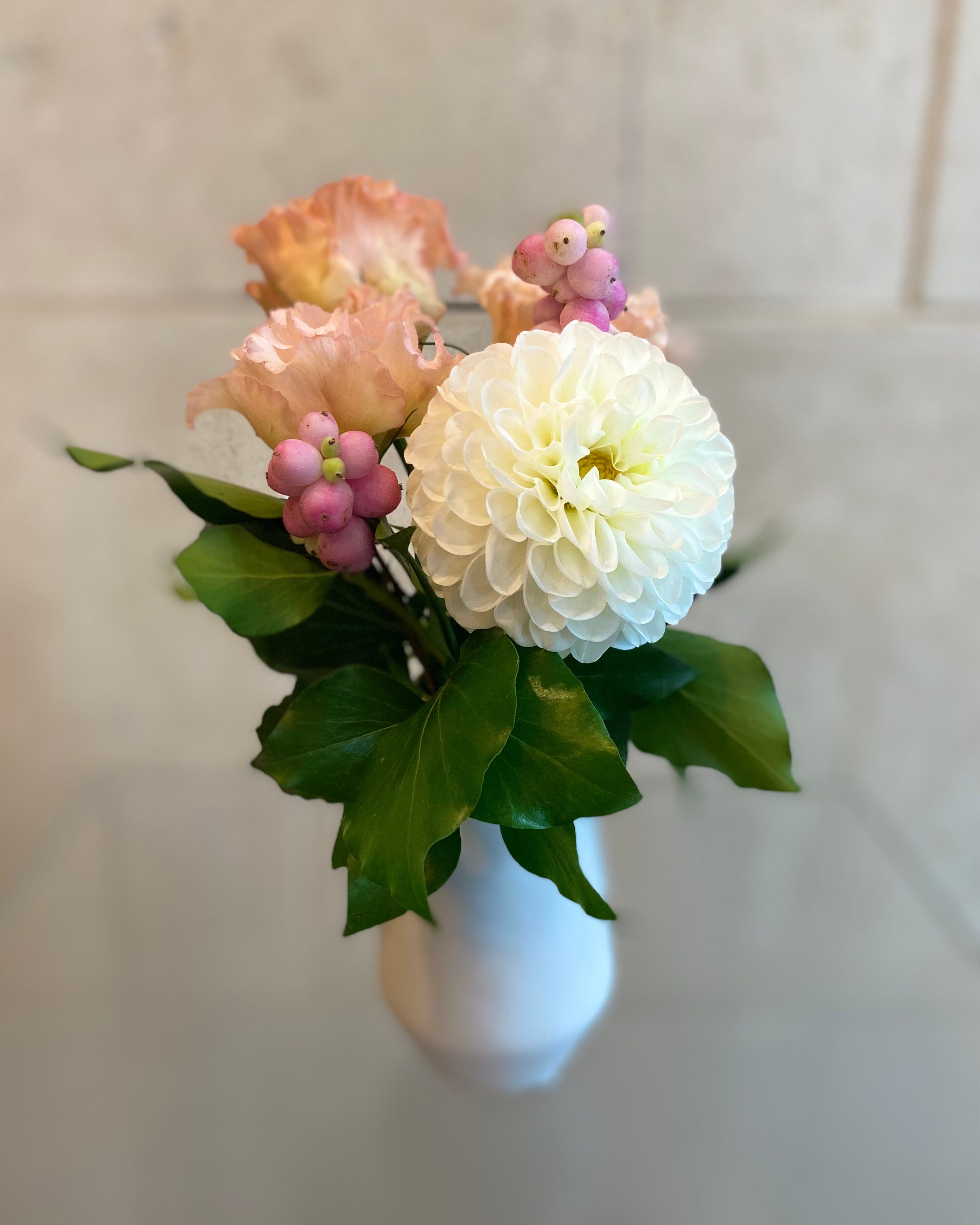 Set of 3 Bud Vases with Seasonal Blooms
