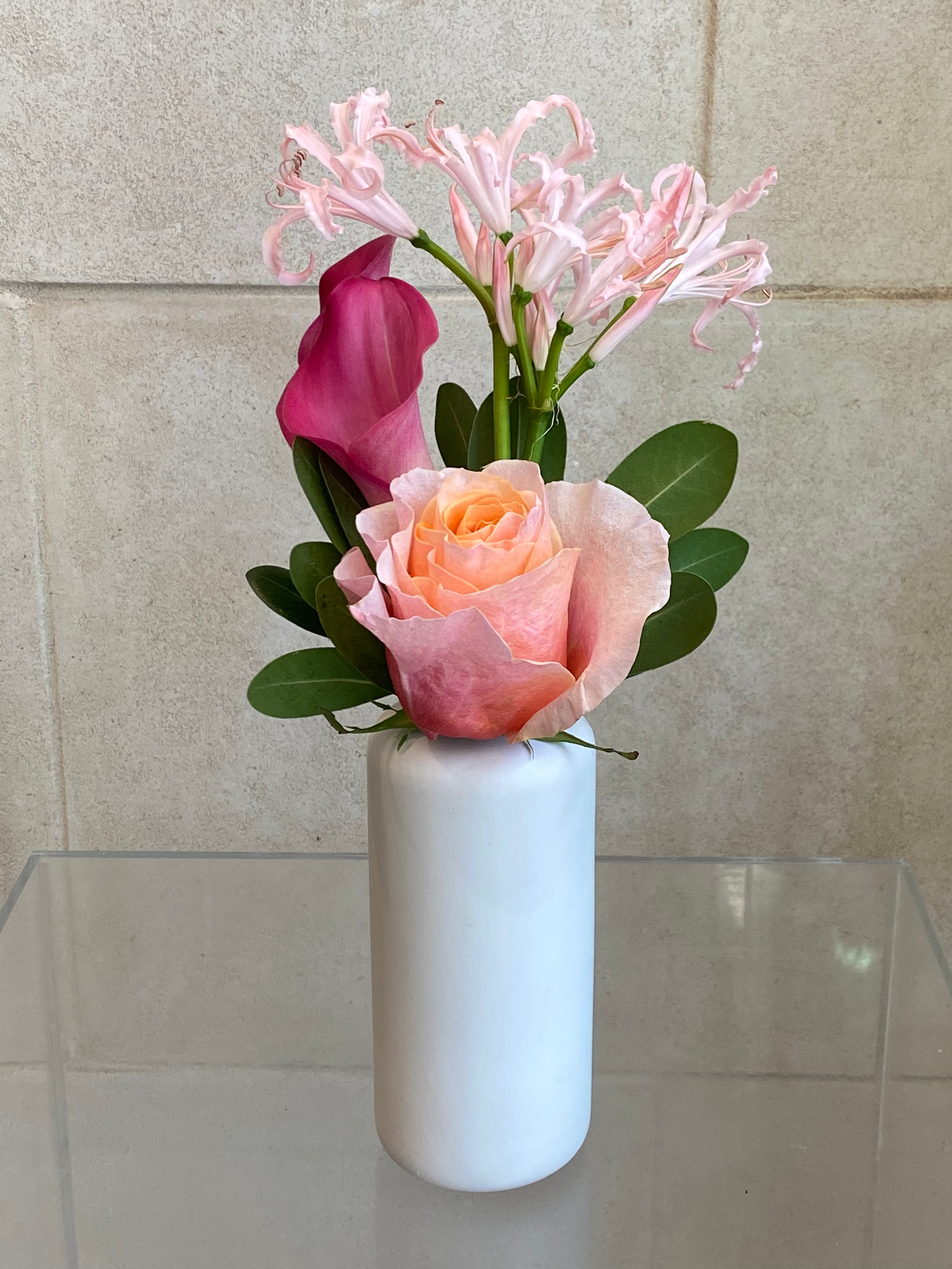 Set of 3 Bud Vases with Seasonal Blooms