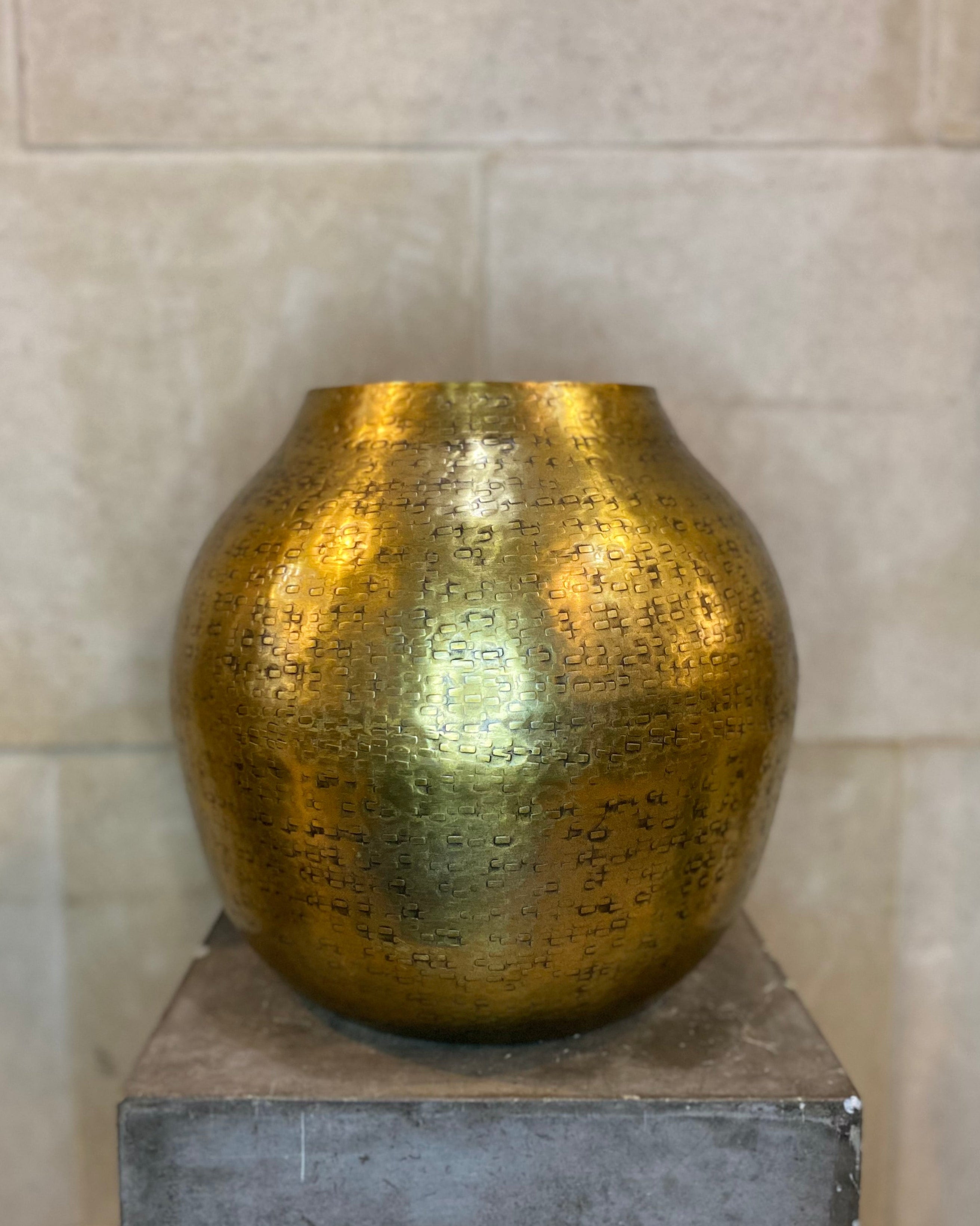 Large Hammered Aluminum Vase