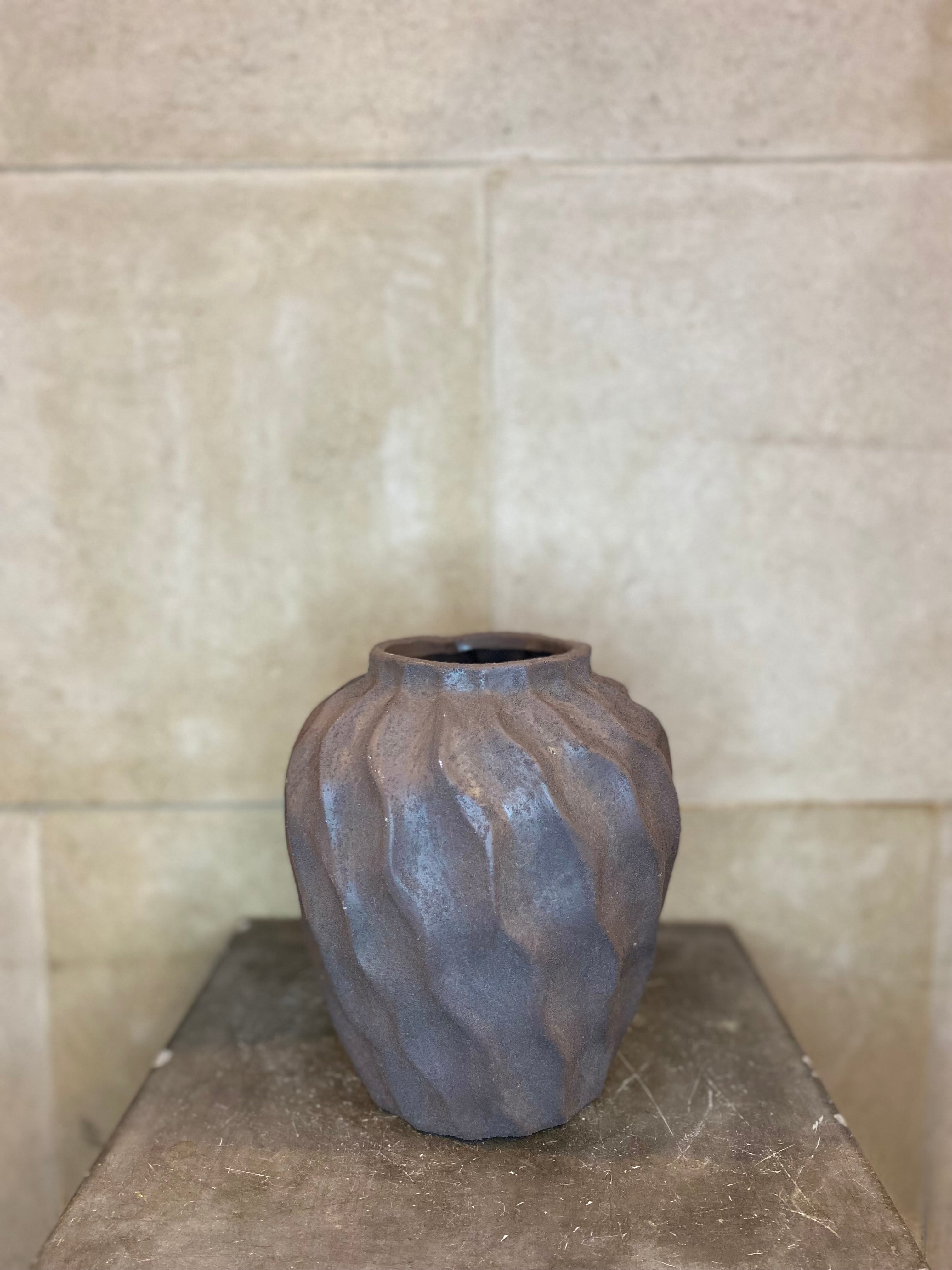Textured Grey Cement Urn Vases