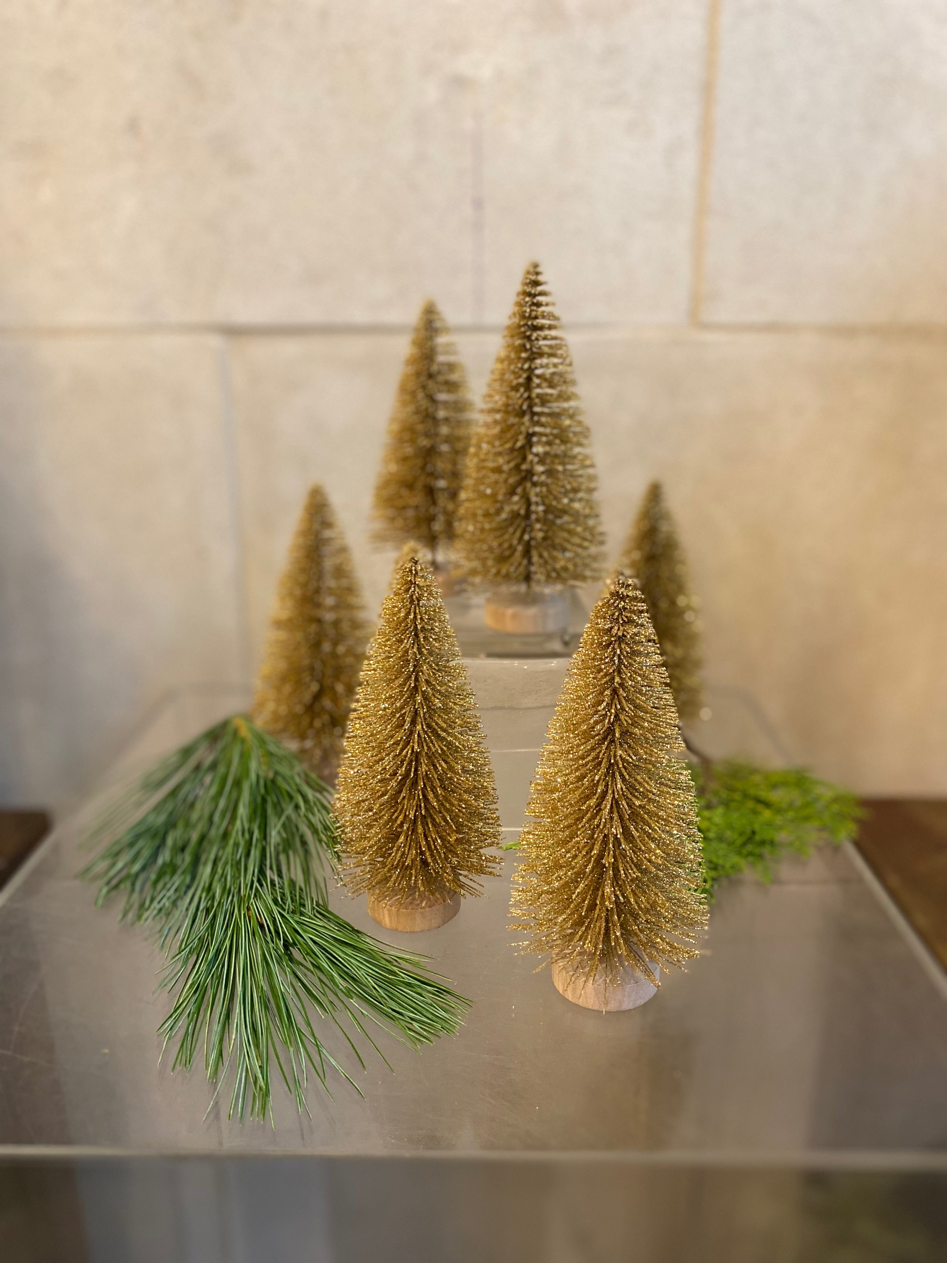Gold Glitter Bottle Brush Trees