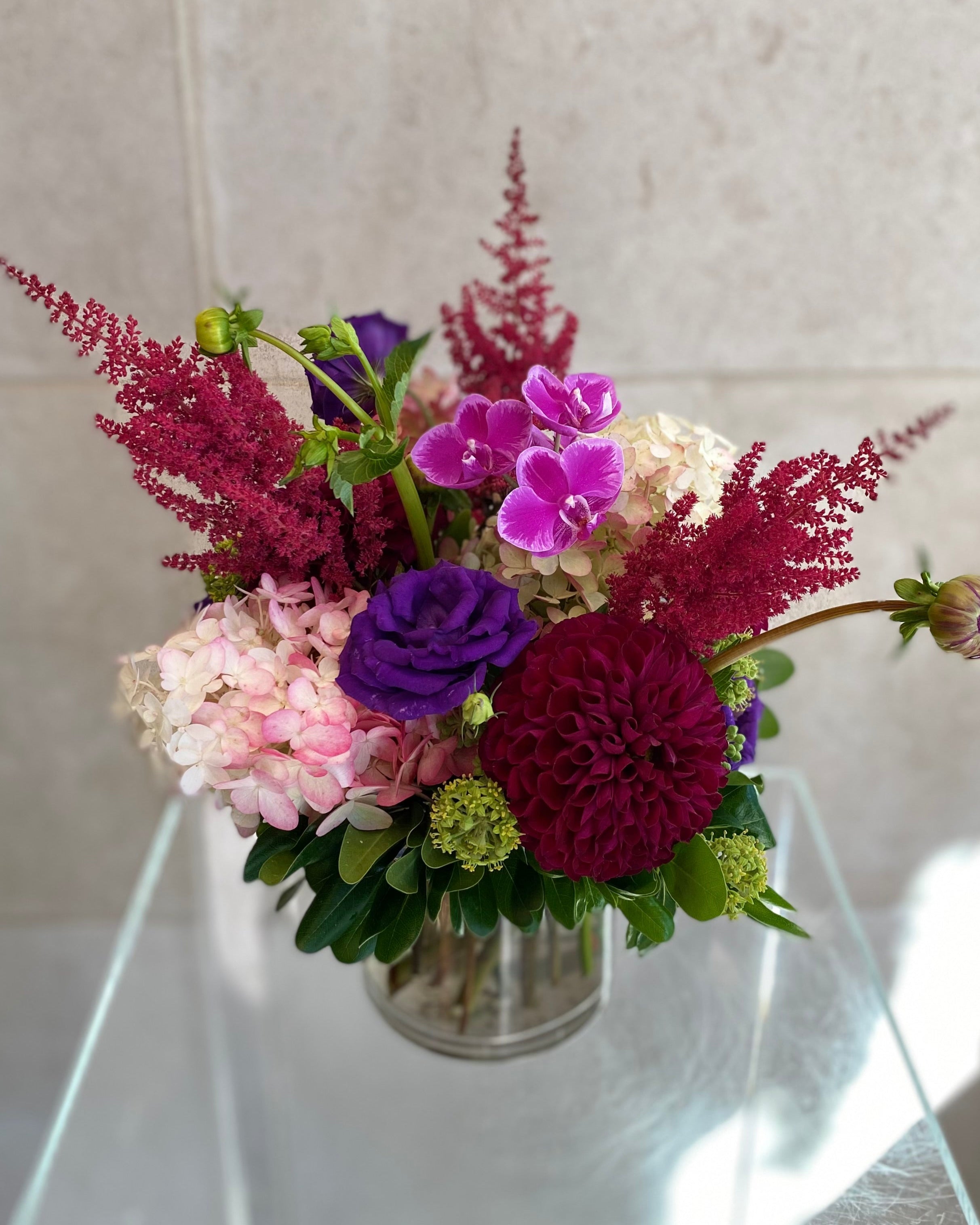 Crimson & Plum Seasonal Arrangement