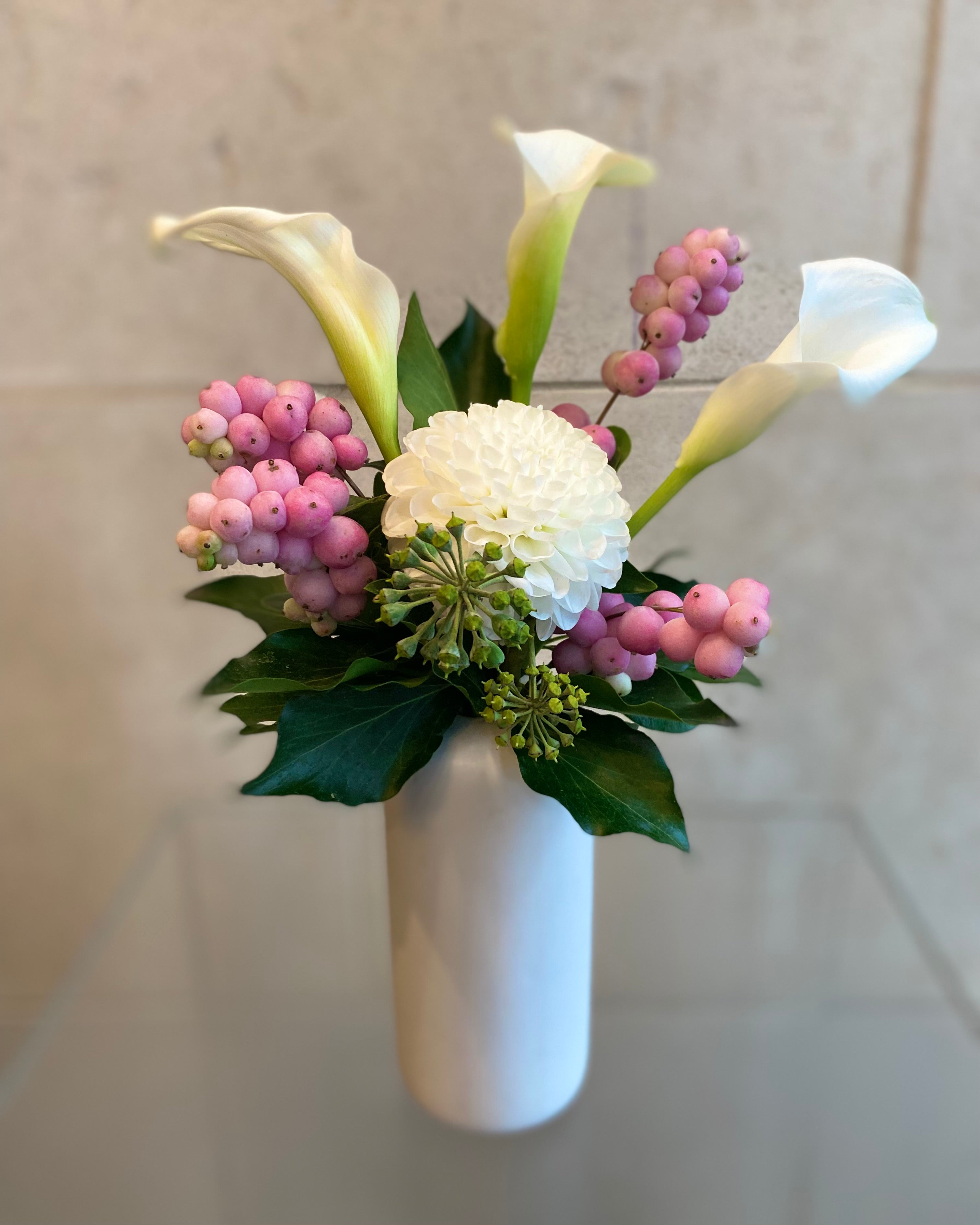 Set of 3 Bud Vases with Seasonal Blooms