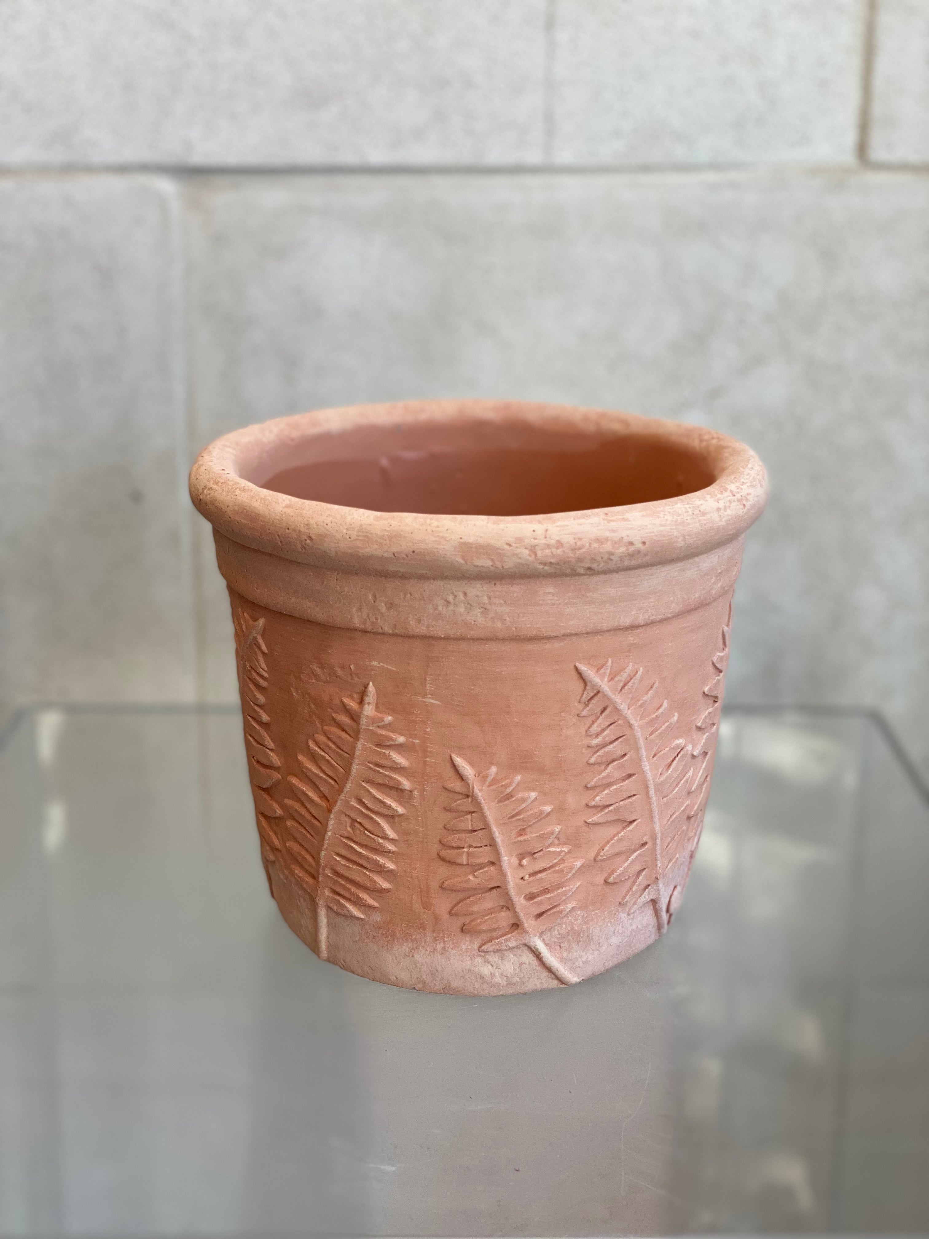 Leaf Print Terracotta Planter