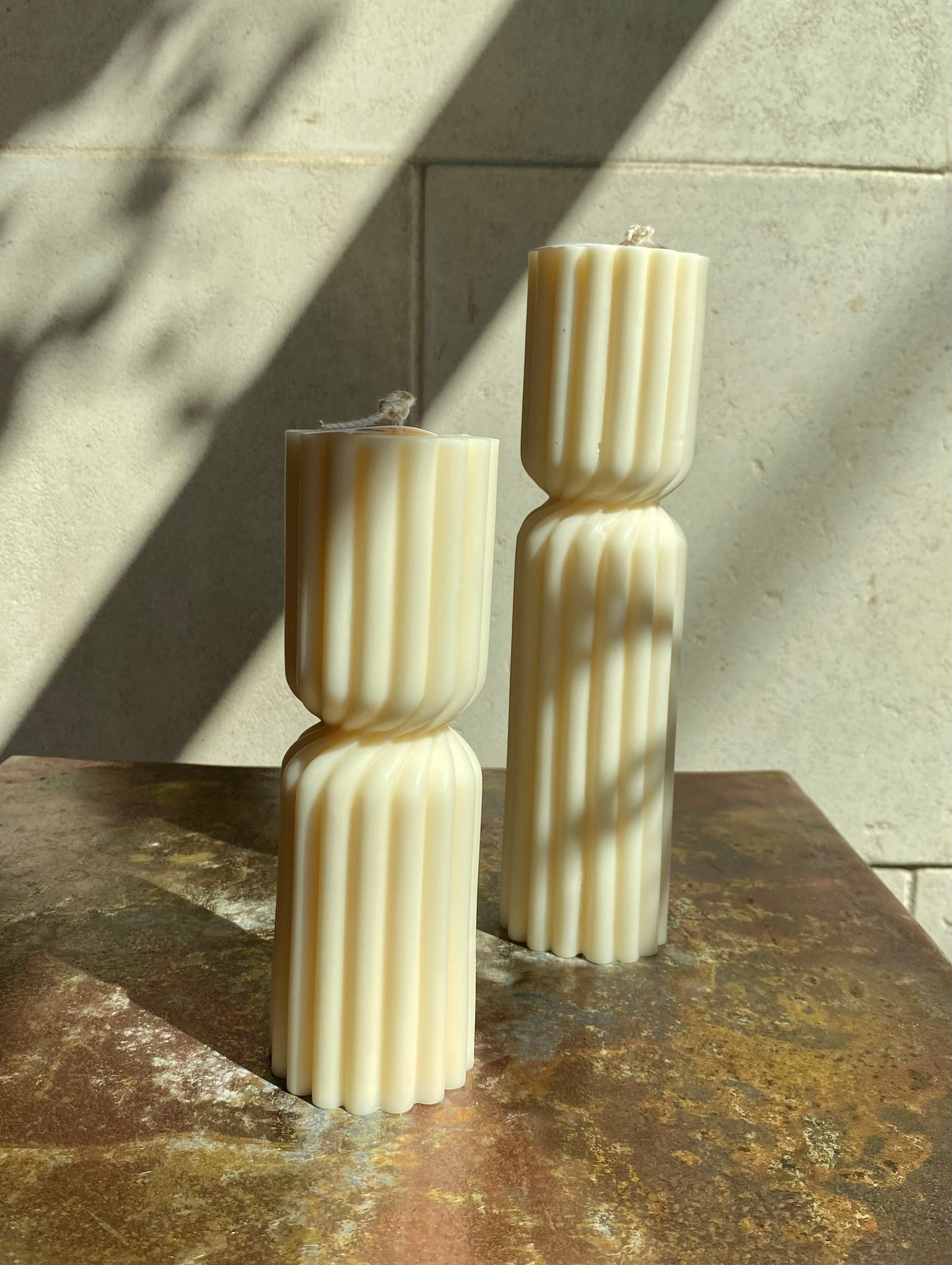 Ribbed Hourglass Candle